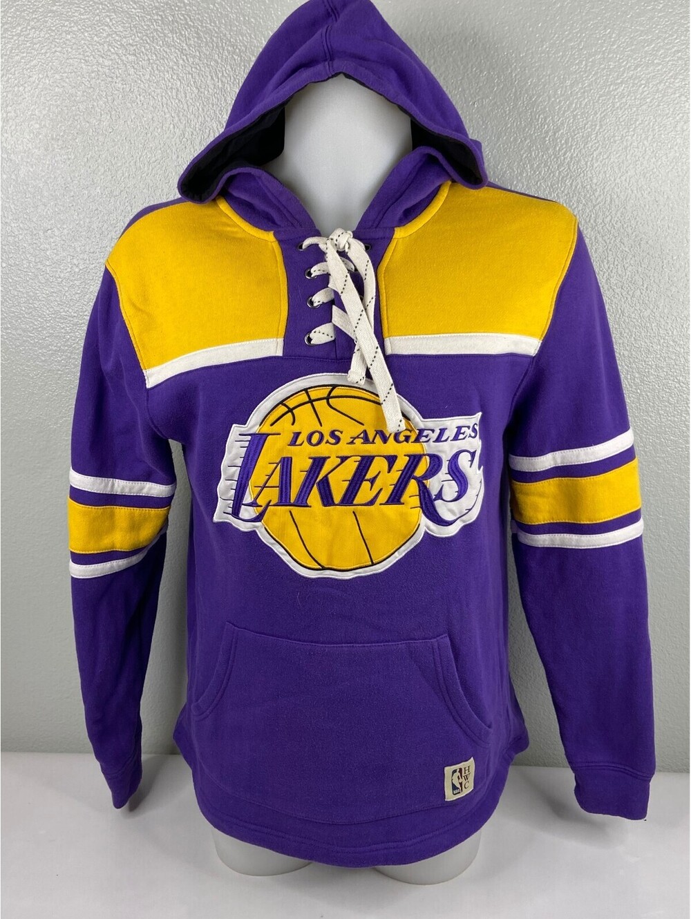 Los Angeles Lakers Men Medium Hoodie Mitchell & Ness NBA Basketball Tie Neck